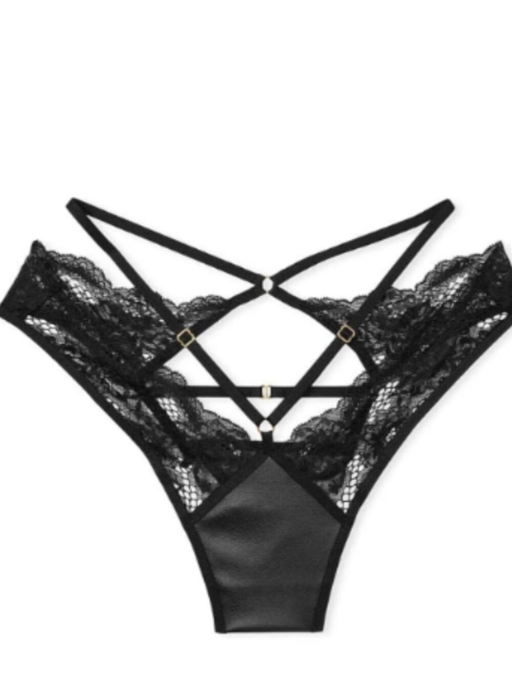 Victoria's Secret Very Sexy Black Overt Cheeky Fishnet Lace Panty L - NWT